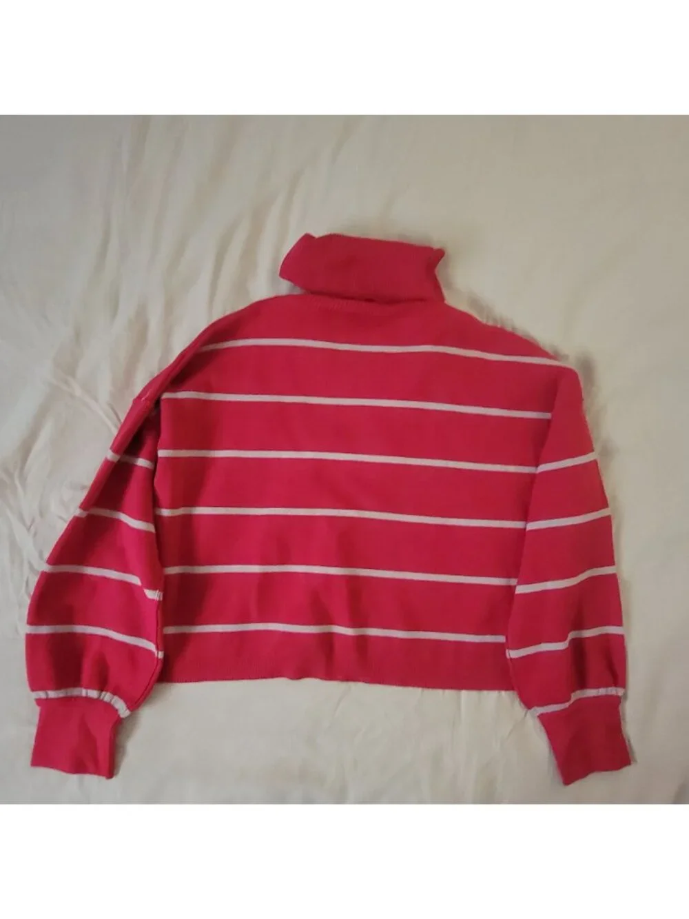 NEW Free People Paulie Striped Turtleneck Sweater Cropped Preppy 90s Womens L